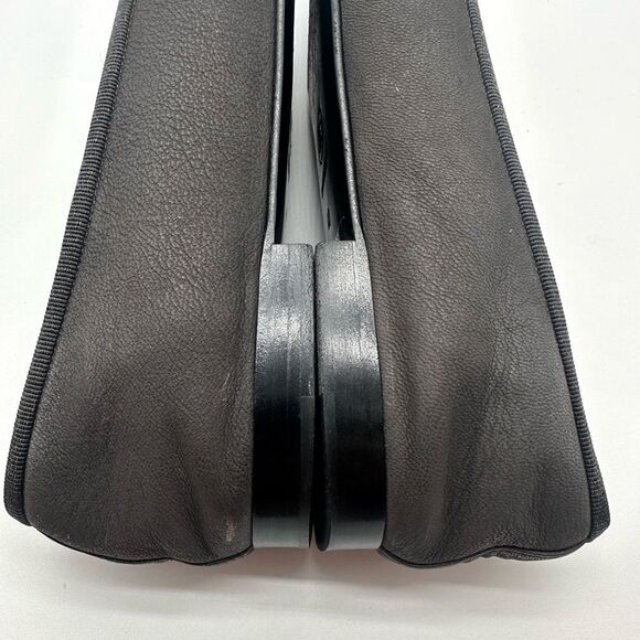 Chanel CC Logo Charcoal Nubuck Leather Cap Toe Ballerina Flats EU 40 US 9-9.5 - Picture 6 of 11